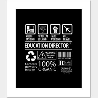 Education Director T Shirt - MultiTasking Certified Job Gift Item Tee Posters and Art